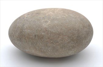 Gray smooth boulder with round shape, tool kit soil find natural stone stone, Even stone oval and round has circular traces