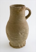 Stoneware jug be on pinched base with cylindrical neck, rough earthenware, almost stoneware, jug crockery holder soil find