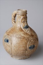 Bartmann jug, also called Bellarmine jug, with weapon and 1615, beardmug tableware holder soil find ceramic stoneware glaze salt