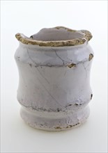 Pottery ointment jar, cylindrical model, white glazed, ointment jar pot holder soil find ceramic pottery glaze tin glaze, turned