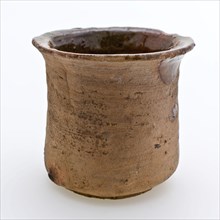 Pottery ointment jar, cylindrical model, internally glazed, ointment jar pot holder soil find ceramic earthenware glaze lead