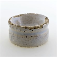 Pottery ointment jar, very low model, white glazed, ointment jar pot holder soil find ceramic earthenware glaze tin glaze, hand