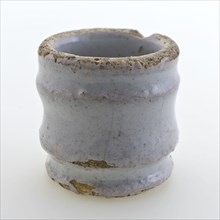 Pottery ointment jar, cylindrical model, white glazed, ointment jar pot holder soil find ceramic earthenware glaze tin glaze