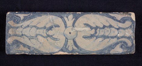 Border tile, blue on white, figurative decor, edge tile wall tile tile sculpture ceramic earthenware enamel, baked 2x painted