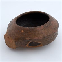Fragment earthenware twin bowl, narrowed neck opening, container holder earth discovery ceramics earthenware glaze lead glaze