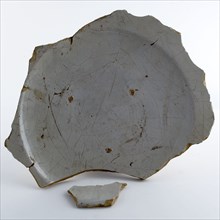 Fragments of earthenware dish, shallow model on stand, white glazed, plate dish crockery holder soil find ceramic earthenware