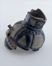Two fragments of stoneware jug with segments and cartouches, jug crockery holder soil find ceramics pottery glaze salt glaze