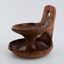 Oil lamp of red earthenware with wide back, in which hanging hole, oil lamp lamp lighting agent floor finding ceramic