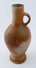 Stoneware jug be used on pinched feet, cylinder neck jug, strongly mottled salt glaze, siegburgkan water jug crockery holder