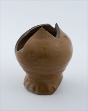 Fragment of small stoneware jug on pinched foot, salt glaze, jug crockery holder soil find ceramic stoneware glaze salt glaze