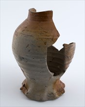 Fragment stoneware jug on pinched foot, salt glaze, jug holder soil find ceramic stoneware glaze salt glaze, hand-turned glazed