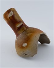 Neck fragment of stoneware jug be red-brown flamed with salt glaze, siegburgkan water jug crockery holder soil find ceramic