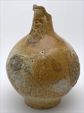 Bartmann jug, also called Bellarmine jug, with three coats of arms under the beard mask, dated, Bartmann jug jug crockery holder