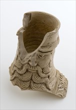 Gray neck fragment of Bartmann jug, also called Bellarmine jug with narrow frieze over the shoulder, Bartmann juggeware