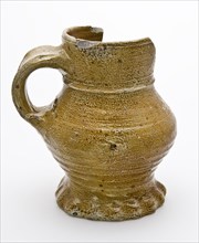 Stoneware pot jug, with pinched foot, glazed, ribbon ear, pot jug crockery holder soil find ceramic stoneware clay engobe glaze