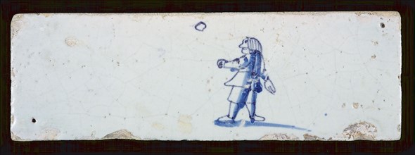 Border tile, child's play, child with ball in the air, edge tile wall tile tile sculpture ceramic earthenware glaze, baked 2x