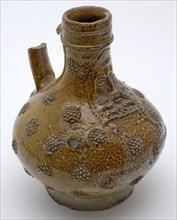 Bartmann jug, also called Bellarmine jug, with brambles and Bartmann jug, also called Bellarmine jug, mask, beard masonry vessel