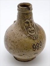 Bartmann jug, also called Bellarmine jug, jug, short-tailed ear, Bartmann jug, also called Bellarmine jug, mask on neck, bearded