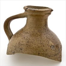 Neck fragment of stoneware jug be used with ear, jug crockery holder fragment soil find ceramic stoneware clay engobe glaze salt