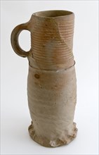 Stoneware jug be tied down with profiled edge at the bottom of the neck, jug crockery holder soil find ceramic stoneware, hand