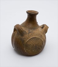 Fragment of stoneware field bottle, brown, protruding neck, flask holder soil find ceramic stoneware glaze salt glaze h 10.0