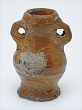 Stoneware oil jug, small model, ears with small round hole in the middle, oil jug jar holder soil find ceramic stoneware glaze