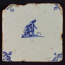 Tableware tile, double child's play, marbles, corner motif ox's head, wall tile tile sculpture ceramic earthenware glaze tin
