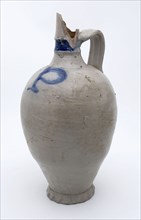 Stoneware mineral pitcher on pinched foot, arched model, marked on the shoulder, mineral pitcher pitcher pitcher holder soil