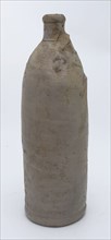 Stoneware mineral water bottle on stand surface, cylindrical, unnoticed, gray, mineral pitcher pitcher pitcher container soil