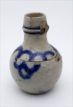 Small stoneware jug be decorated with stamped decor around line over shoulder, ball-shaped model, jug crockery holder soil find