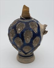 Blue-gray stoneware jug be worn on belly medallions with motifs of flower vases, jug crockery holder soil find ceramic stoneware
