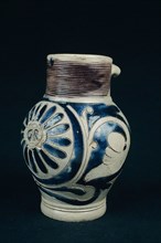 Stoneware bell jar on foot, sgraffito with bouquet, rosette and appliqué, jug crockery holder soil find ceramic stoneware salt