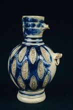 Stoneware jug be used with shaving stick, lion mask, pointed appliqués, jug crockery holder soil find ceramic stoneware glaze