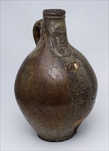 Bartmann jug, also called Bellarmine jug, with beard on the neck and oval cartouche, Bartmann juggejug tableware holder soil