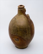Brown speckled jug with stamp 2, jug crockery holder soil find ceramic stoneware glaze salt glaze, hand-turned baked glazed