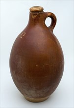 Stoneware jug with sausage ear, brown glazed, marked with stamp 2, jug holder soil find ceramic stoneware glaze salt glaze, hand