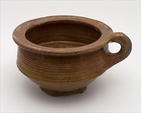 Pottery chamber pot, easy to use on stand, double conical in shape with standing ear, pot holder sanitary soil found ceramic