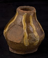 Fragment of pottery jug be placed on stand ring, double conical, yellow silt decoration, jug crockery holder toy relaxant soil