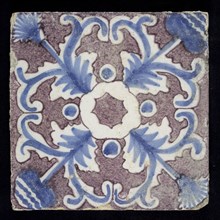 Ornament tile, purple sprinkled, without corner motif, wall tile tile sculpture ceramic earthenware glaze, baked 2x glazed