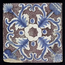 Ornament tile, purple sprinkled, without corner motif, wall tile tile sculpture ceramic earthenware glaze, Baked 2x glazed