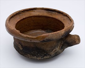Pottery saucepan on three legs, with lid edge and stem as handle, saucepan pan holder kitchenware earth discovery ceramic