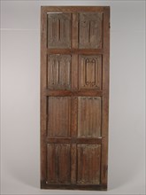 Room door with letter panels, door building part wood oak wood, Gothic room door with eight different letter panels: decorated