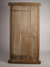 Door in frame, door frame building part wood oak frame, sawn planed nailed Opgeklampte door built from three vertical planks