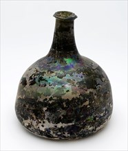 Bulbous bottle, belly bottle bottle holder soil find glass, free blown and shaped glass application Circular bottle in clear