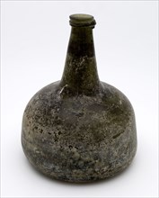 Belly bottle, 'belly', belly bottle bottle holder soil find glass, bottom. Body with almost straight up wall to convex shoulders