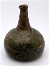 Bulbous bottle, cat head, dutch onion, belly bottle bottle holder soil find glass, free blown and shaped glass application