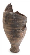 Fragment of pottery drink, unglazed, on small stand, pouring cup cup drinking utensils tableware holder foundations pottery
