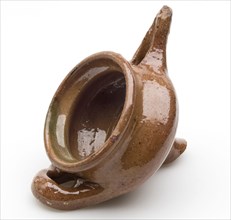 Fragment of pottery, snot nose, oil lamp with ear and spout, snot-nose oil lamp lamp lighting fixture soil find ceramic