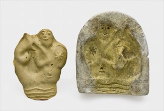 Pottery mold for pipe image, representing Neptune or mermaid and latex casting, mold tools equipment earth finding ceramics