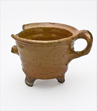 Pottery strawberry pot, conical model with two vertical bands, on three legs, Strawberry pot, pottery holder, earthenware